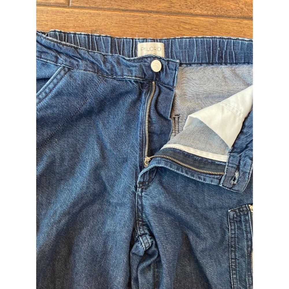 Pilcro by Anthropologie Utility Tie Ankle Denim Cargo Jeans Women 27 Relaxed - Picture 5 of 9